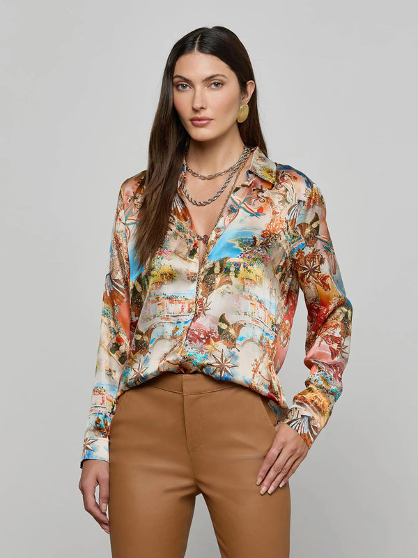 L'agence - Tyler Silk Blouse - Multi Collage