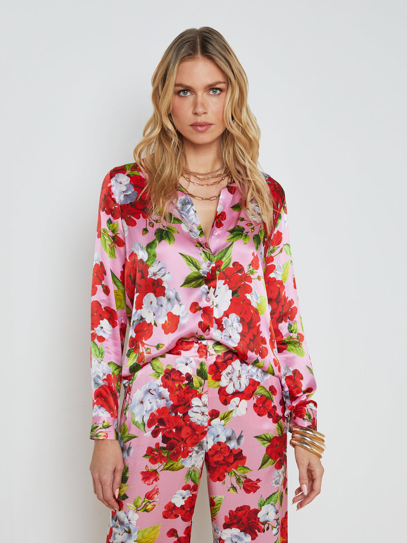 L’agence - Tyler Silk Blouse - CottonCandy Multi Hydrangea