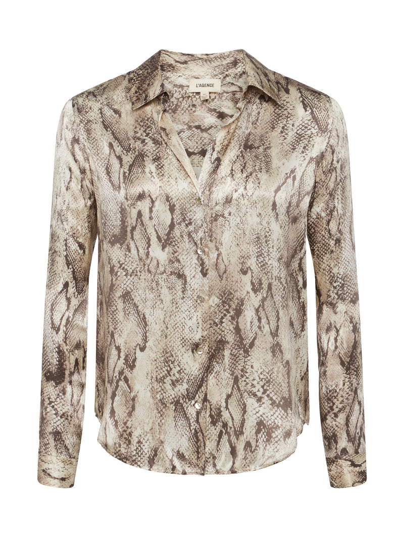 L’agence - Dani Silk Blouse - Tan Multi Snake