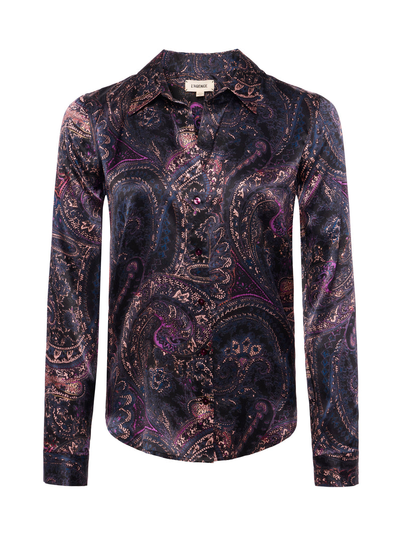 L’agence - Tyler Silk Blouse - Plum Paisley