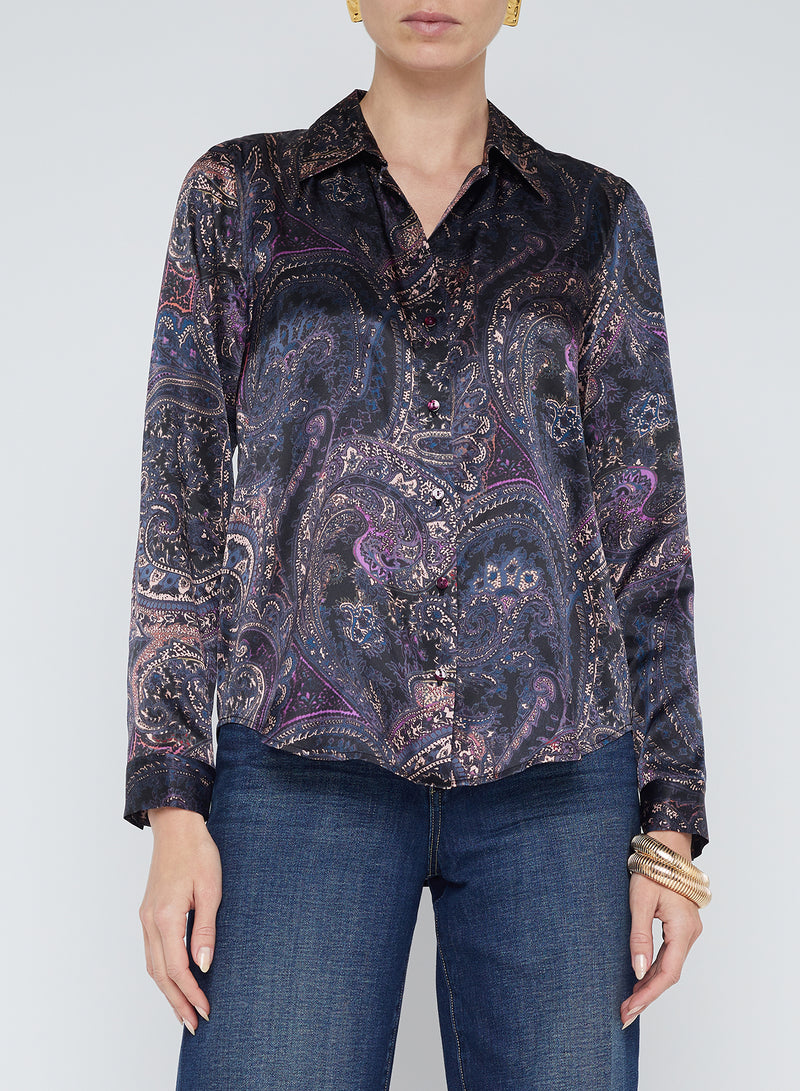 L’agence - Tyler Silk Blouse - Plum Paisley