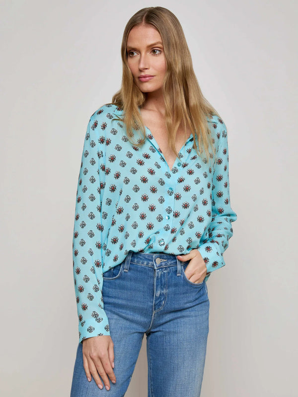 L'agence - Holly Blouse - Light Turquoise/Coral Stone Foula