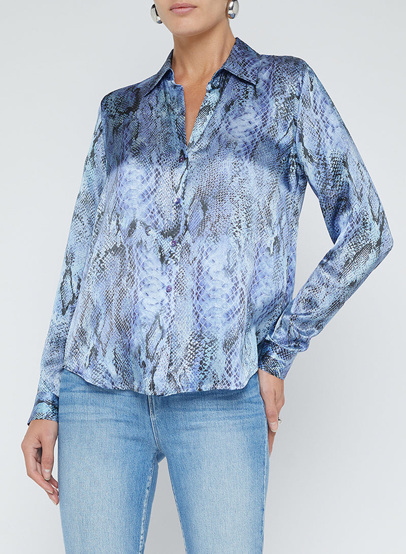 L’agence - Tyler Silk Blouse - Blue Snake