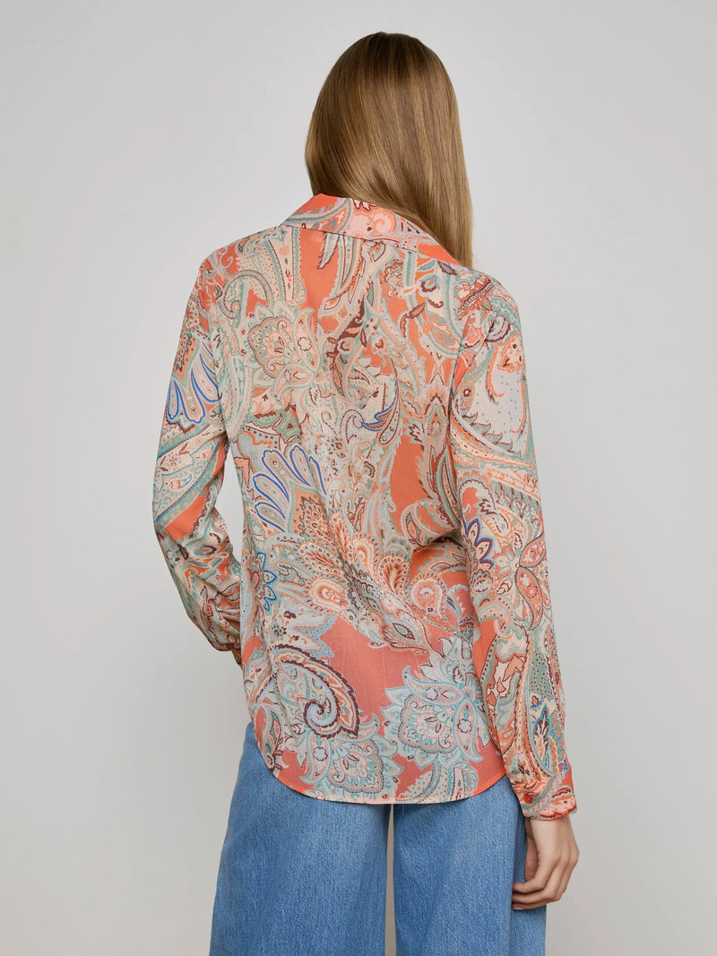 L'agence - Laurent Paisley Blouse - Orange/Light Blue Traditional Paisley
