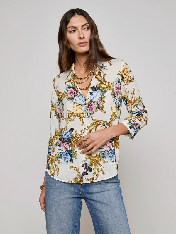 L'agence - Camille Blouse - Vintage White Small Floral Baroque