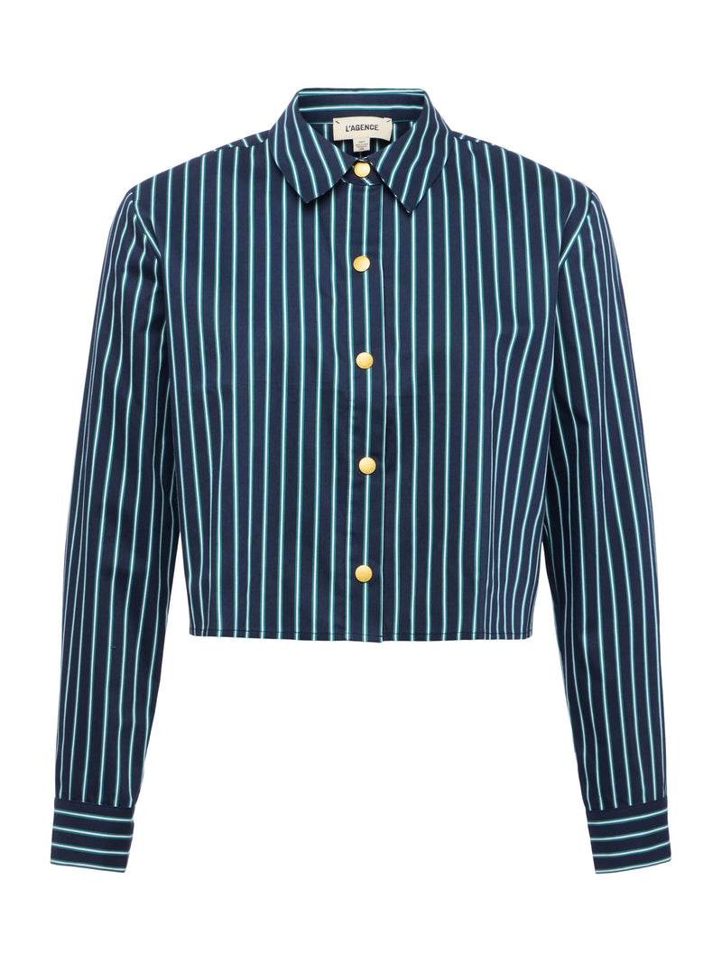 L'agence - Cosette Shirt - Midnight/Bottle Green Stripe