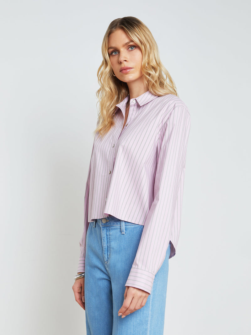 L’agence - COSETTE CROP SHIRT - PINK/PISTACHIO STRIPE