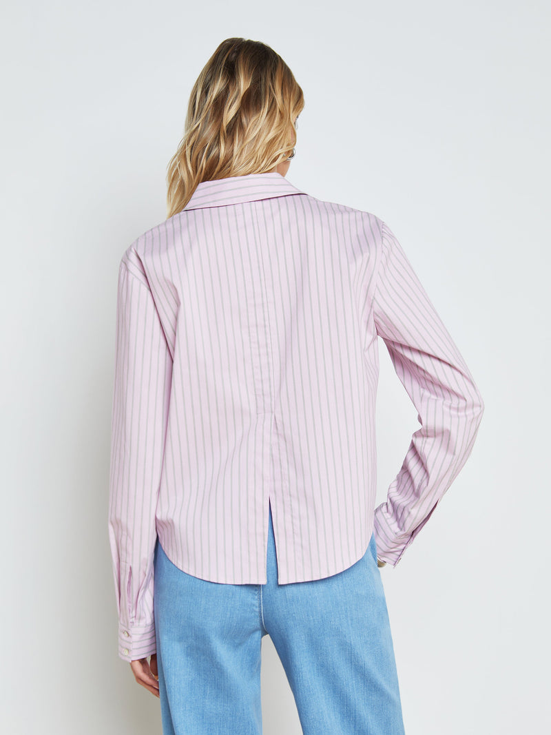 L’agence - COSETTE CROP SHIRT - PINK/PISTACHIO STRIPE