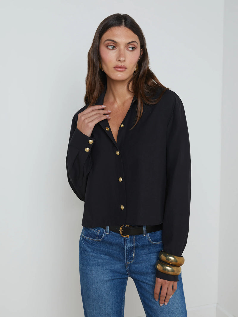 L’agence - Cosette Button Down Shirt - Black/Gold