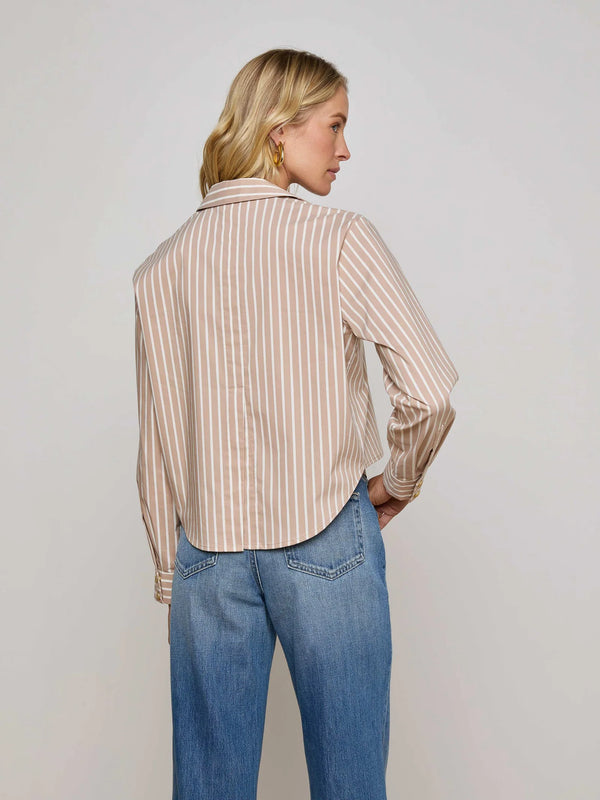 L'agence - Cosette Button-Down Shirt - Cappuccino/Ivory Uneven Stripe