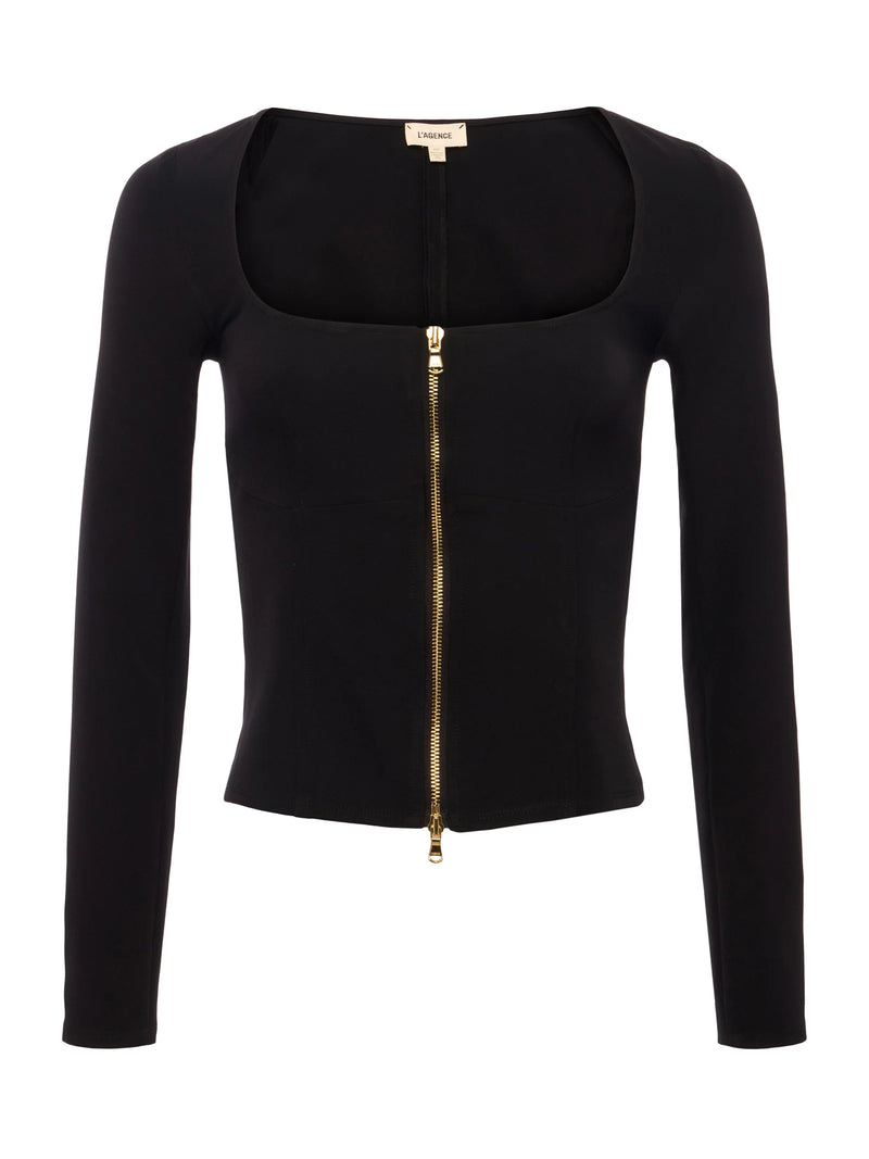 L'agence - Ainslee Zip Front Top - Black