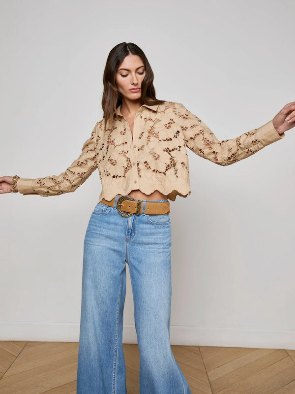L'agence - Seychelle Cropped Lace Blouse - Almond