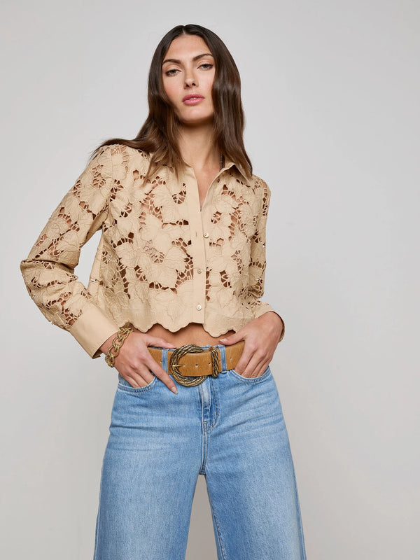 L'agence - Seychelle Cropped Lace Blouse - Almond