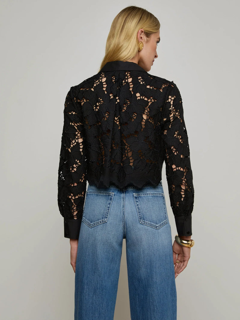 L'agence - Seychelle Cropped Lace Blouse - Black