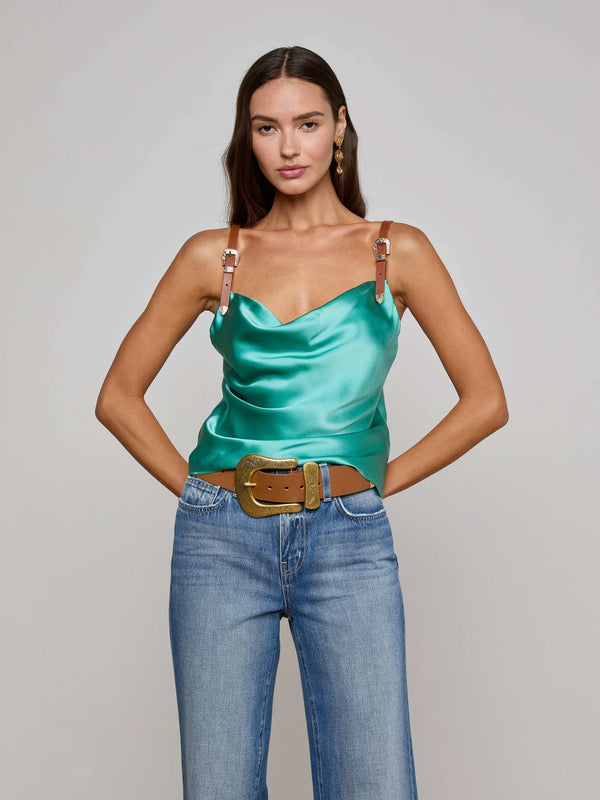 L'agence - Lux Silk Buckle-Strap Camisole - Sage Lagoon