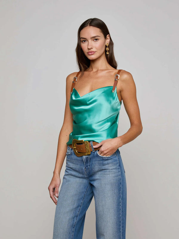 L'agence - Lux Silk Buckle-Strap Camisole - Sage Lagoon