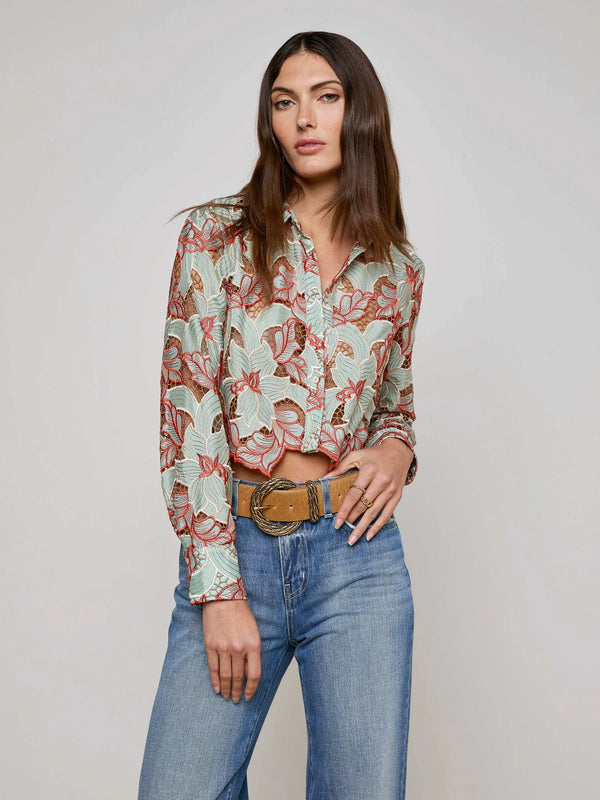 L'agence - Akemi Cropped Lace Blouse - Multi Colored Eyelet