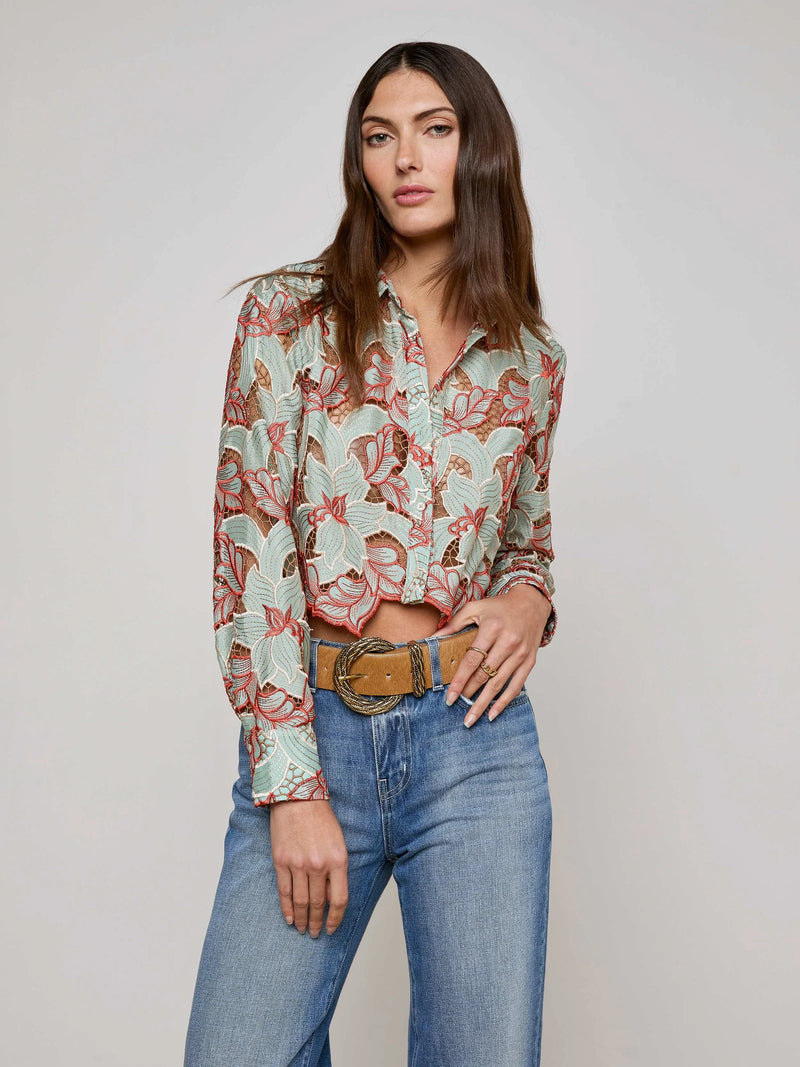 L'agence - Akemi Cropped Lace Blouse - Multi Colored Eyelet