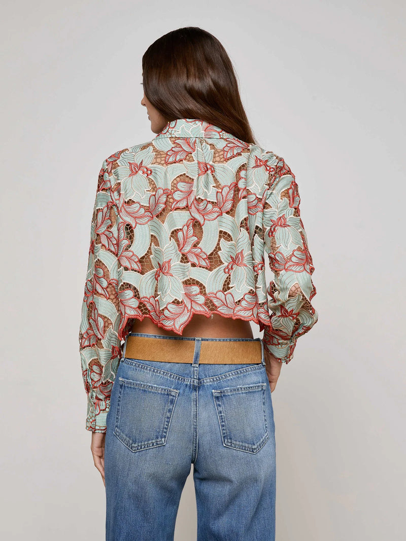 L'agence - Akemi Cropped Lace Blouse - Multi Colored Eyelet