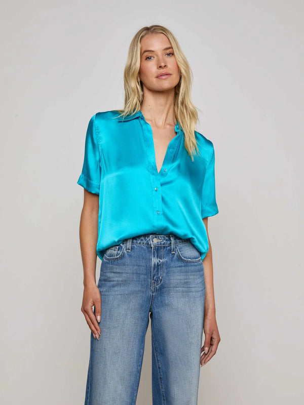 L’agence - Ellah Silk Blouse - Bright Aqua