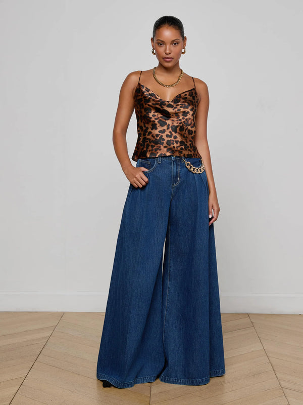 L'agence - Calista Silk Camisole - Brown Multi Amur Leopard