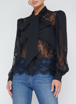 L’agence - Emmelina Tie Neck Blouse - Black