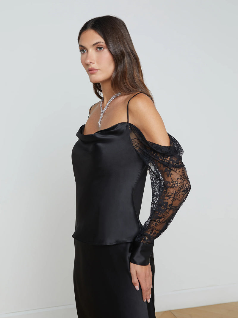 L’agence - Zion Silk Lace Blouse - Black