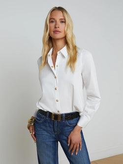 L’agence - Ellery Button-Down Shirt - White/Gold