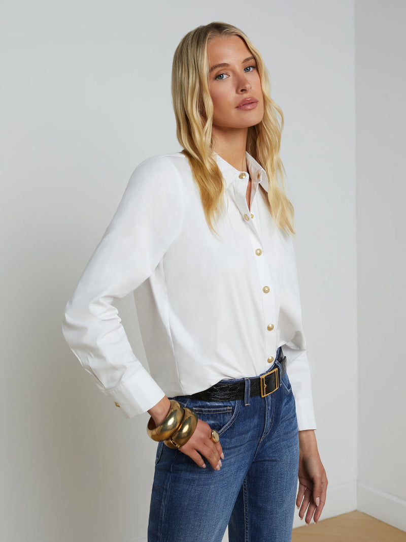 L’agence - Ellery Button-Down Shirt - White/Gold