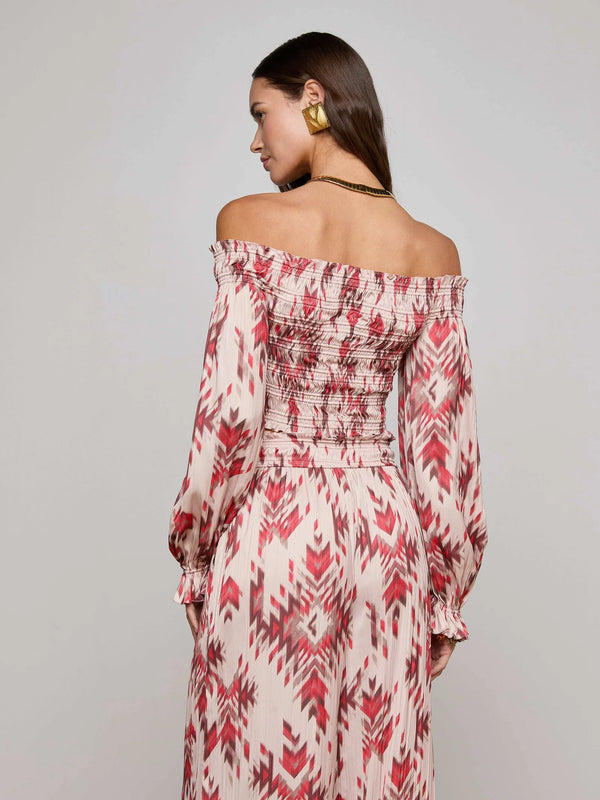 L’agence - Graciela Off-Shoulder Top - Tan Multi Ganado Print
