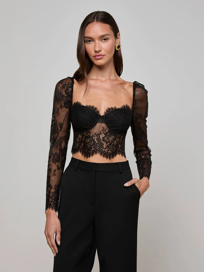L'agence - Lori Lace Bustier Top - Black
