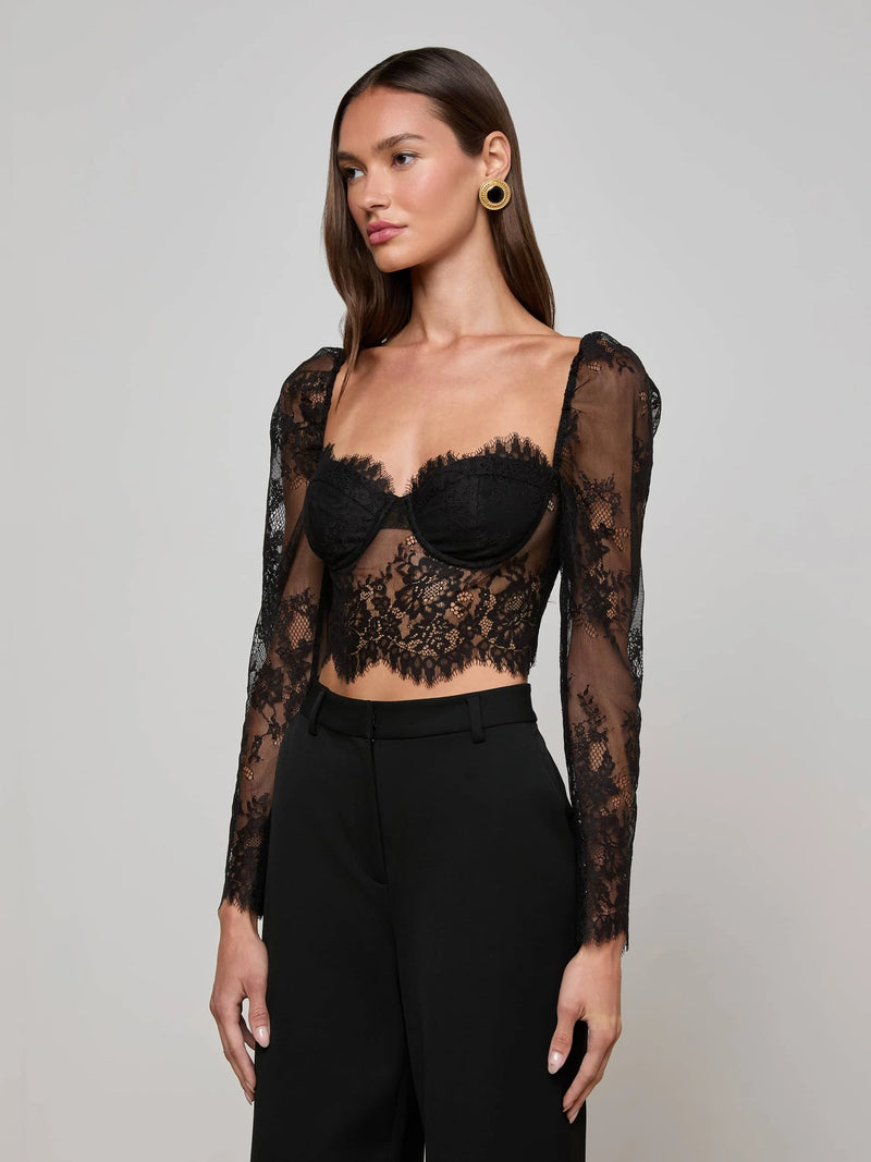 L'agence - Lori Lace Bustier Top - Black