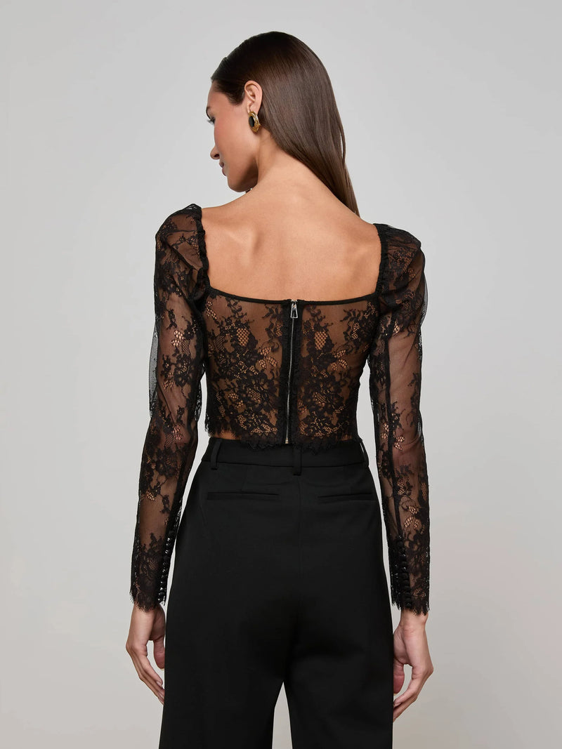L'agence - Lori Lace Bustier Top - Black