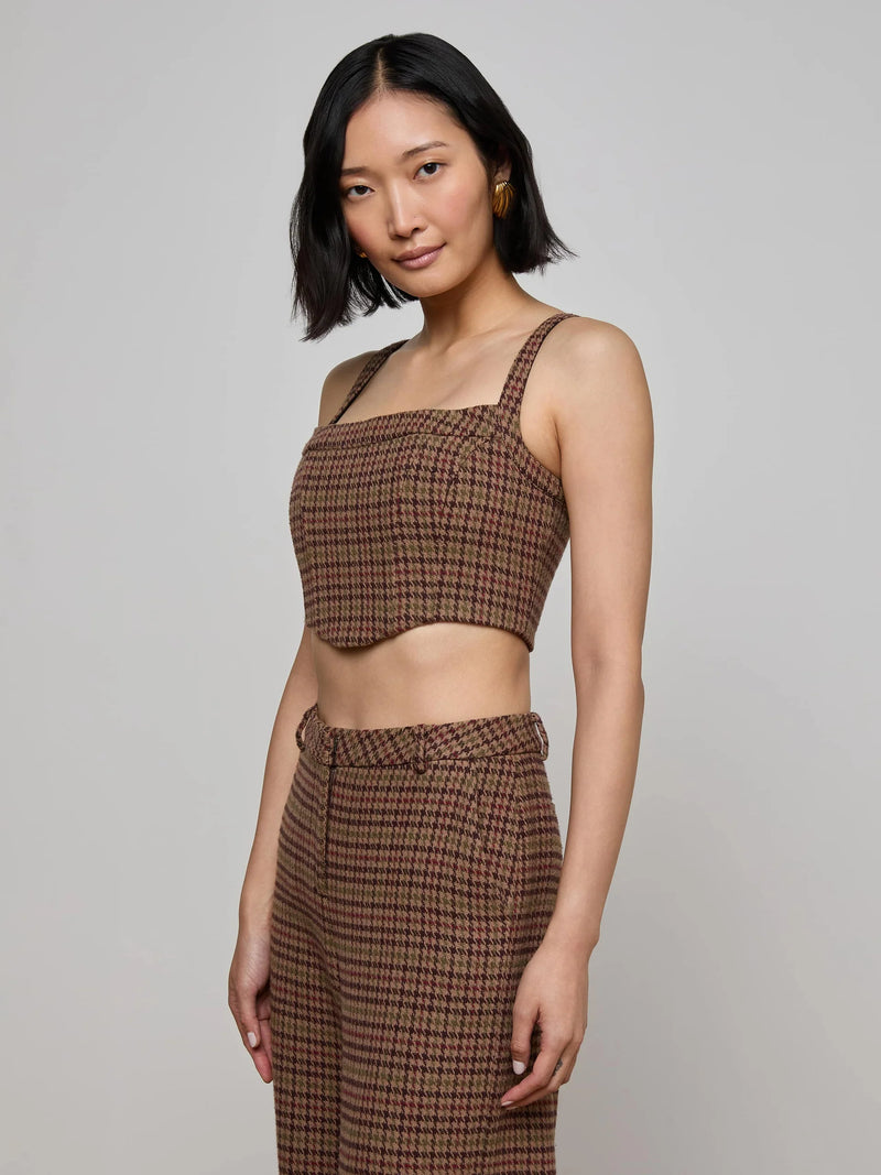 L'agence - Tiffany Corset Top - Brown Multi Houndstooth