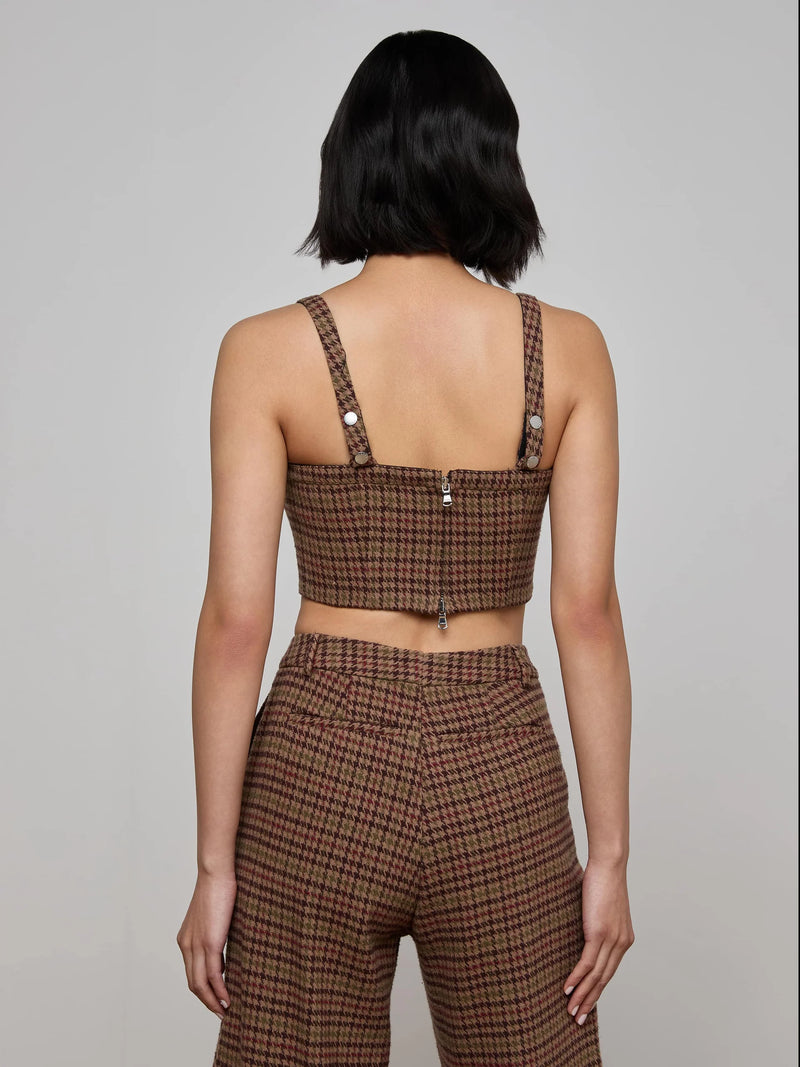 L'agence - Tiffany Corset Top - Brown Multi Houndstooth