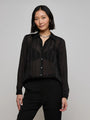 L'agence - Argo Silk Blouse - Black Pinstripe