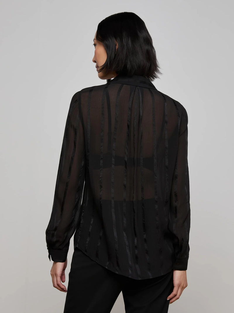 L'agence - Argo Silk Blouse - Black Pinstripe