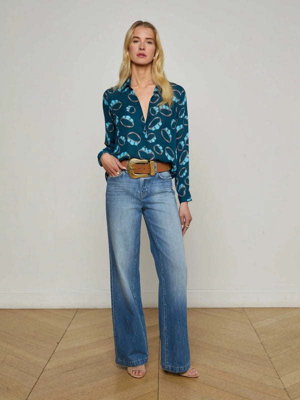 L’agence - Nina Blouse - Midnight Multi Turquoise Stone