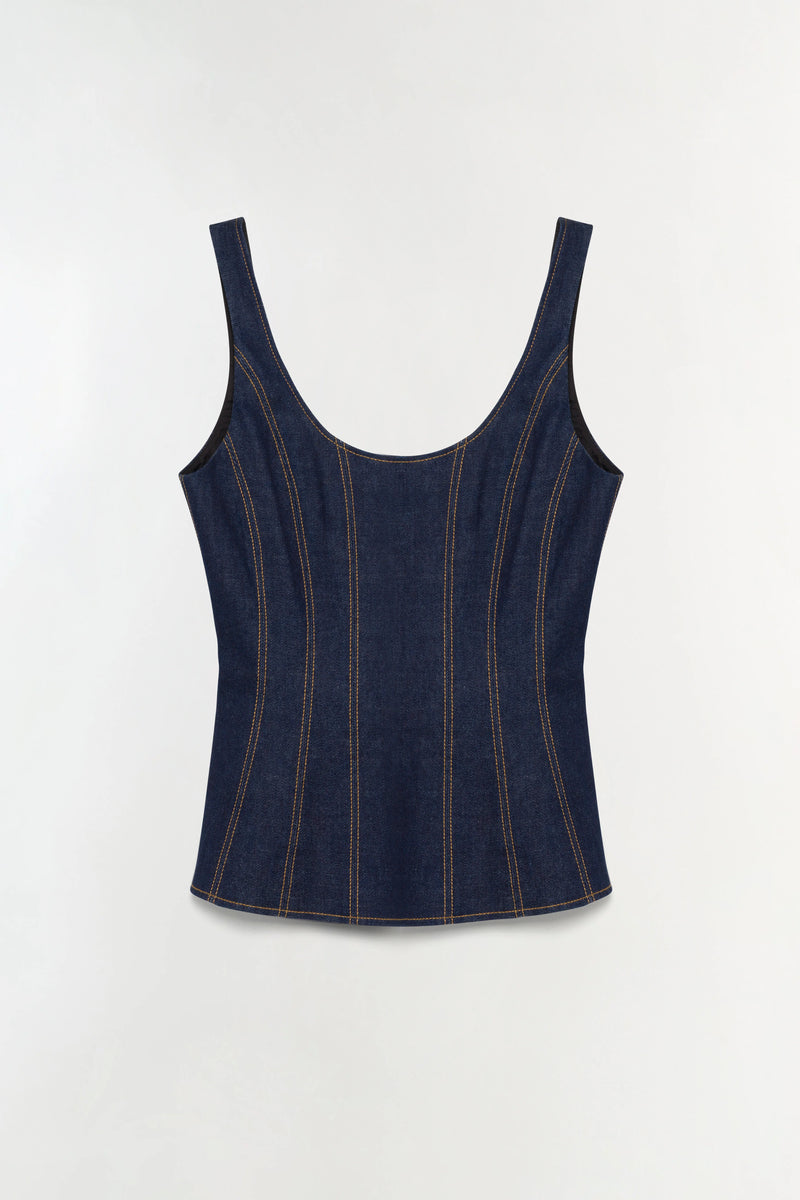 Simkhai - Lachlan Denim Bustier Top - Twilight