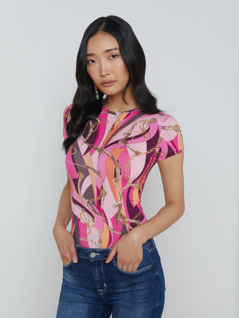 L’agence - Ressi Fitted Tee - Pink Buckle Swirl