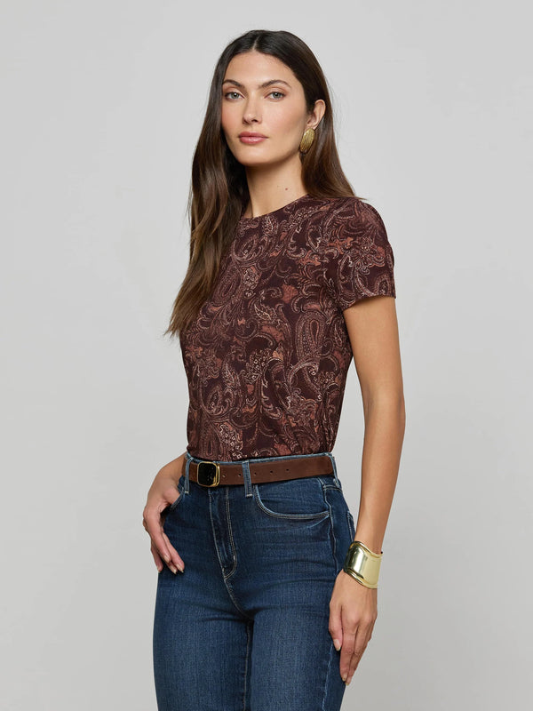 L'agence - Ressi Fitted Tee - Brown Etched Paisley