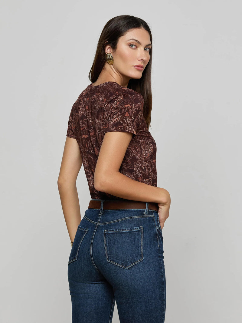 L'agence - Ressi Fitted Tee - Brown Etched Paisley