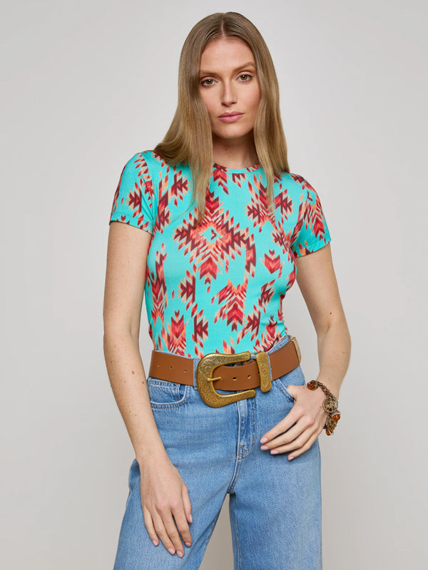 L'agence - Ressi Crew Neck - Pool Blue Multi Ganado Print