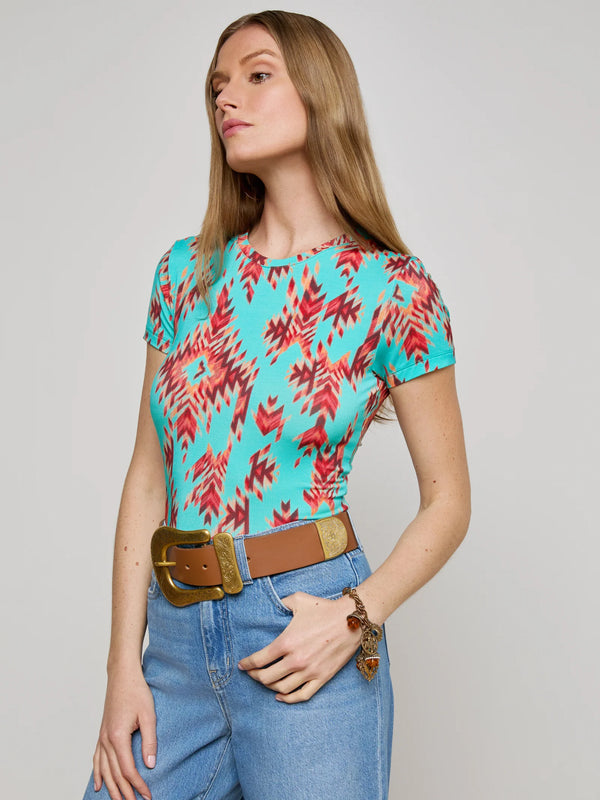 L'agence - Ressi Crew Neck - Pool Blue Multi Ganado Print