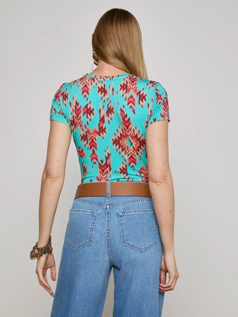 L'agence - Ressi Crew Neck - Pool Blue Multi Ganado Print