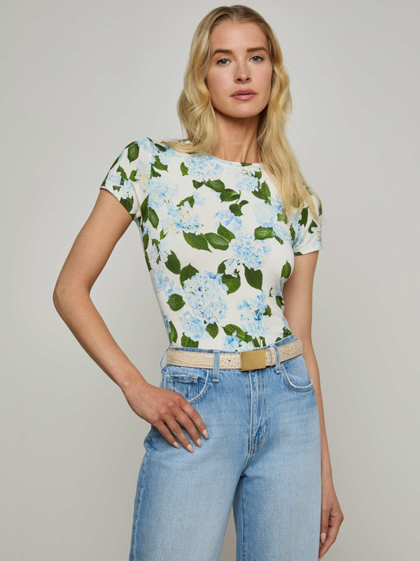 L'agence - Ressi Crew Neck - Ivory/Light Blue Hydrangea