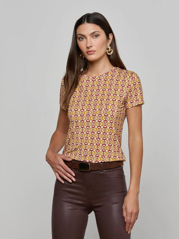 L'agence - Ressi Fitted Tee - Multi Allover Horse Bit