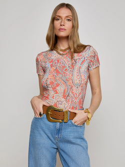 L'agence - Ressi Crew Neck - Orange/Light Blue Traditional Paisley