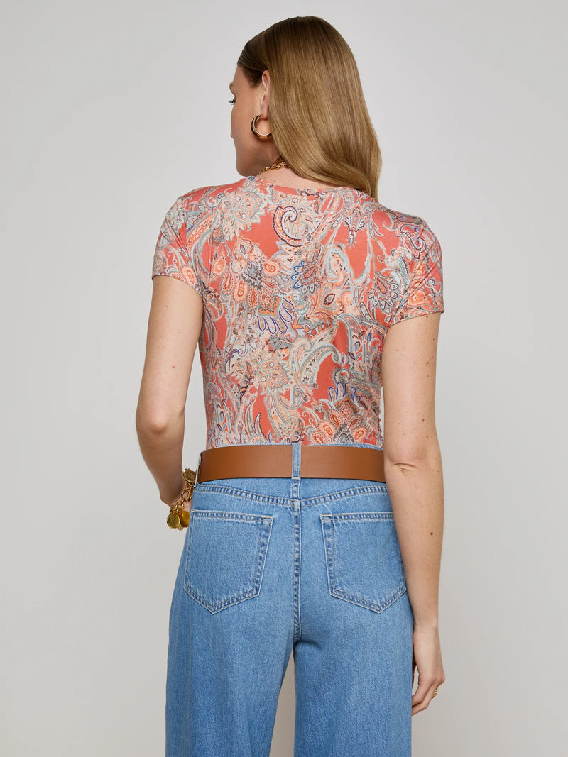 L'agence - Ressi Crew Neck - Orange/Light Blue Traditional Paisley