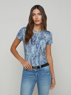 L’agence - Ressi Fitted Tee - Light Blue Textured Snake